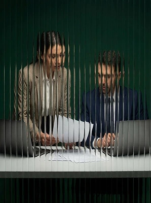 Accountant reviewing invoices